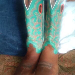 Turquoise and Brown Western Boots